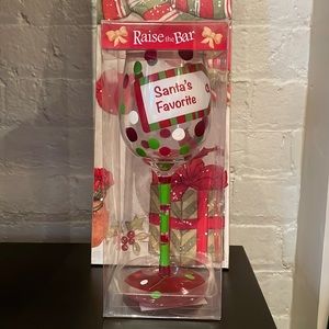 NWOT Hand painted Christmas glass🍷